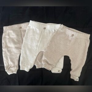 Rabbit + Bear Striped Kids Sweatpants Set - Cream and Tan